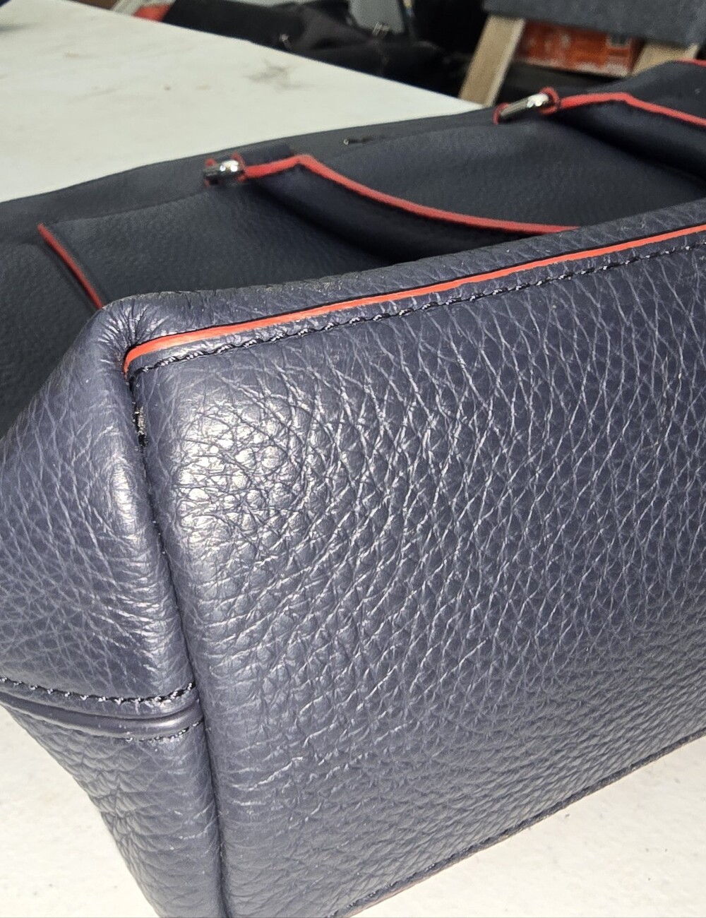 Coach Pebble Navy Pebble Leather Graham Laptop  Messenger Bag NWOT - Picture 14 of 16
